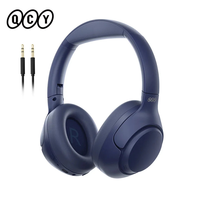H3-Blue Color Hybrid ANC Over-Ear Bluetooth Headphones – 60H Battery