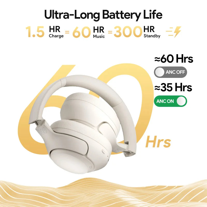 Hybrid ANC Over-Ear Bluetooth Headphones – 60H Battery