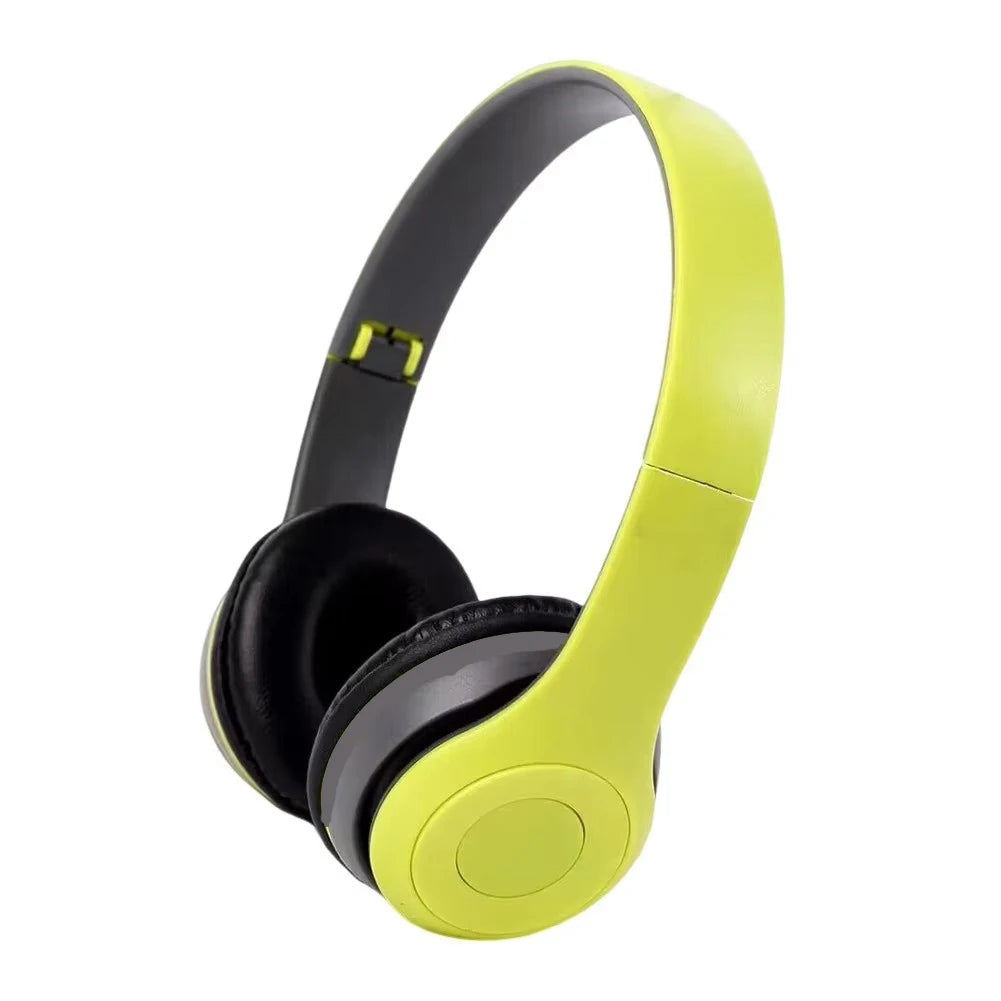 Green Color Foldable Bluetooth 5.0 Wireless Headphones With Stereo Bass