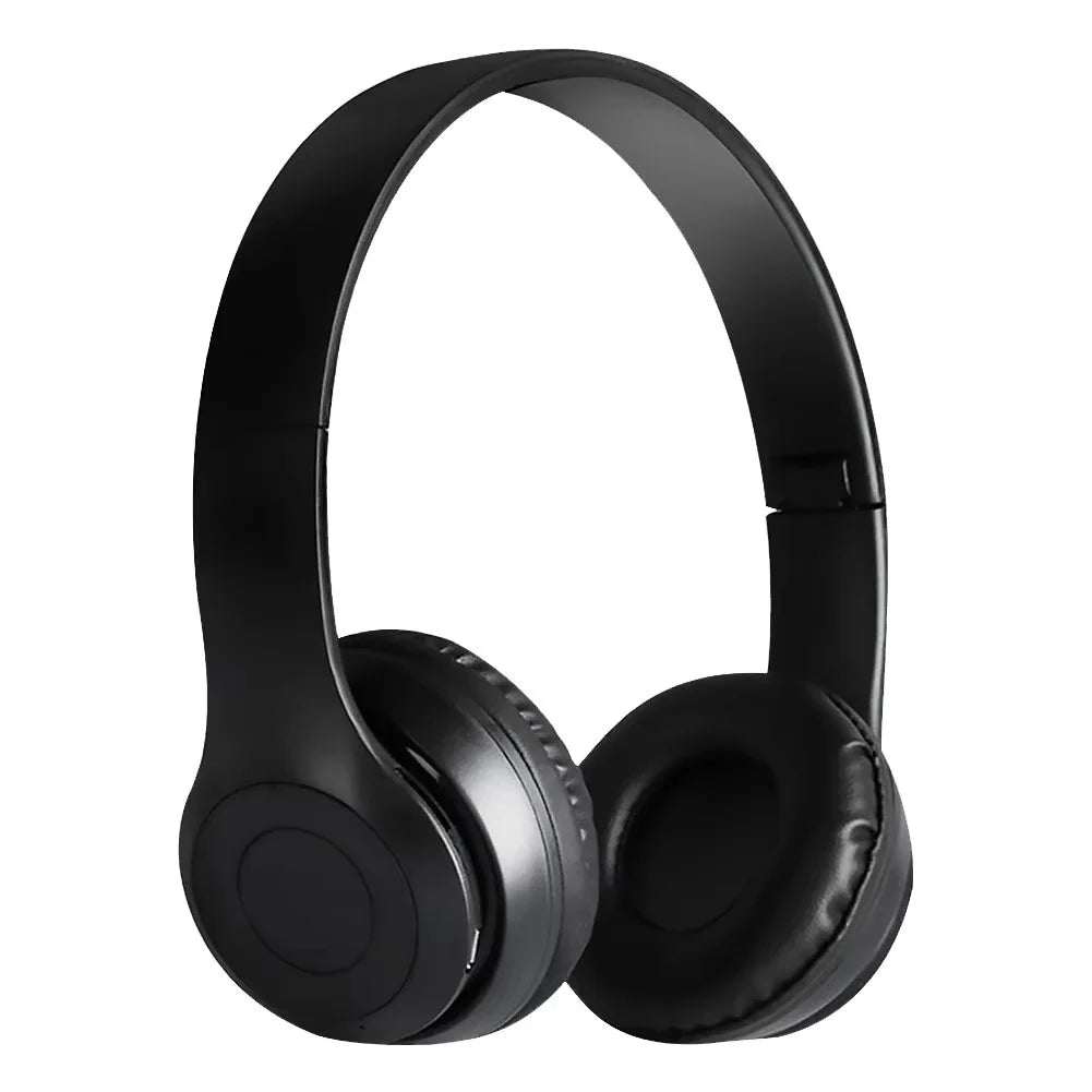 Black Color Foldable Bluetooth 5.0 Wireless Headphones With Stereo Bass