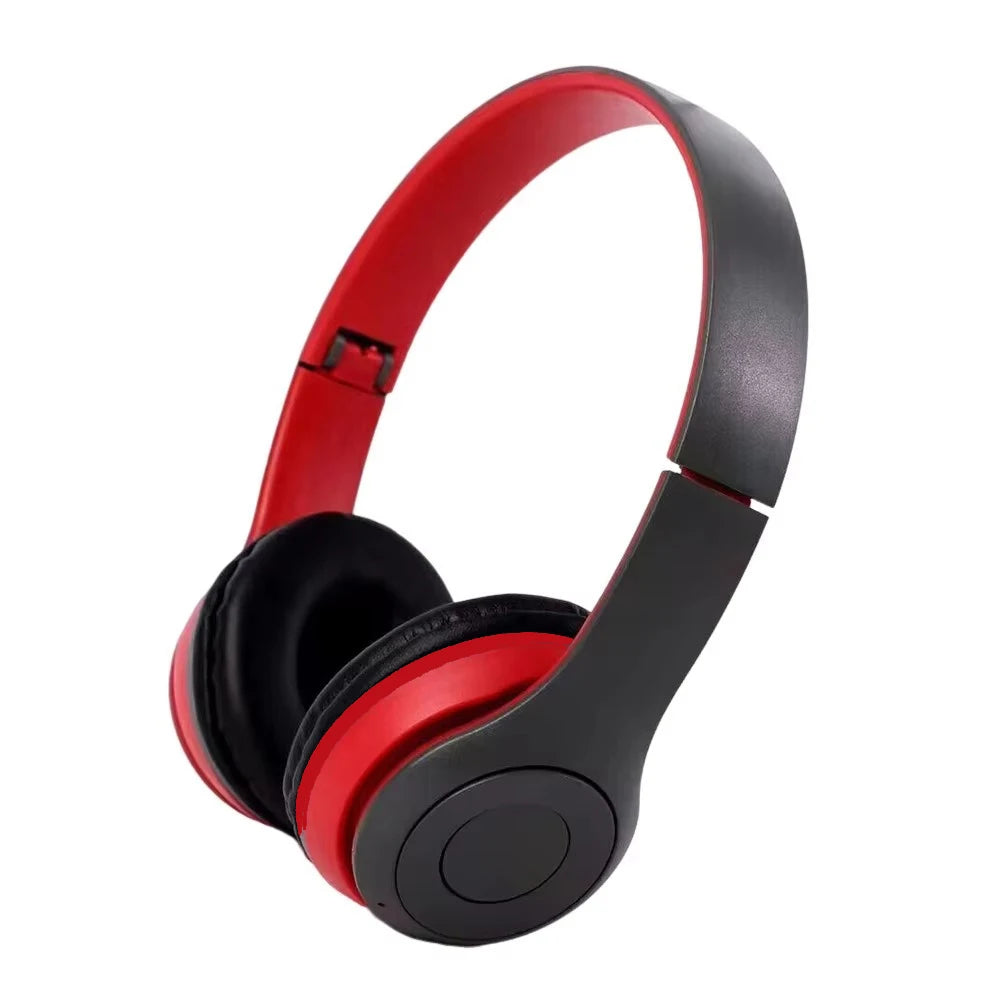 Red Color Foldable Bluetooth 5.0 Wireless Headphones With Stereo Bass