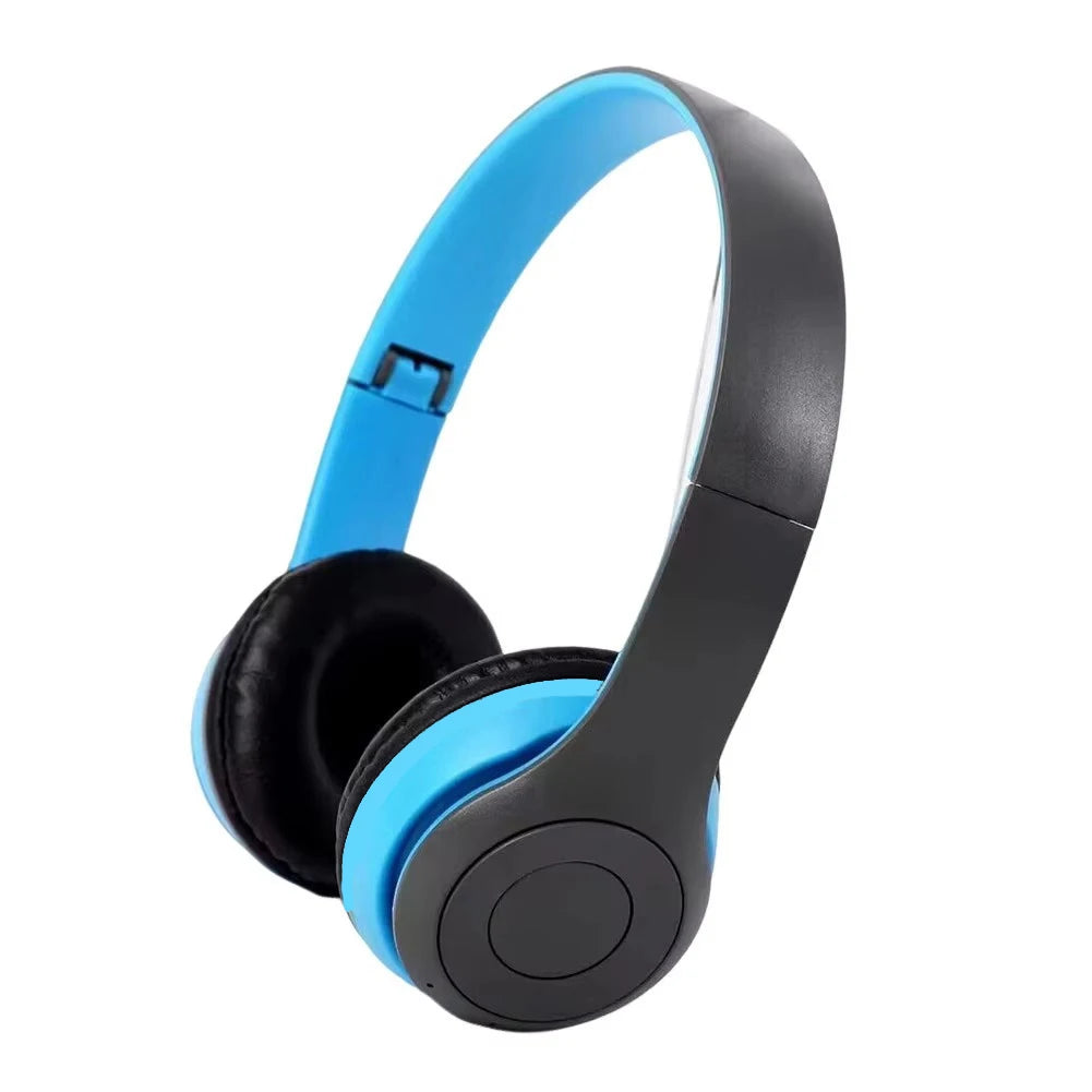 Blue Color Foldable Bluetooth 5.0 Wireless Headphones With Stereo Bass