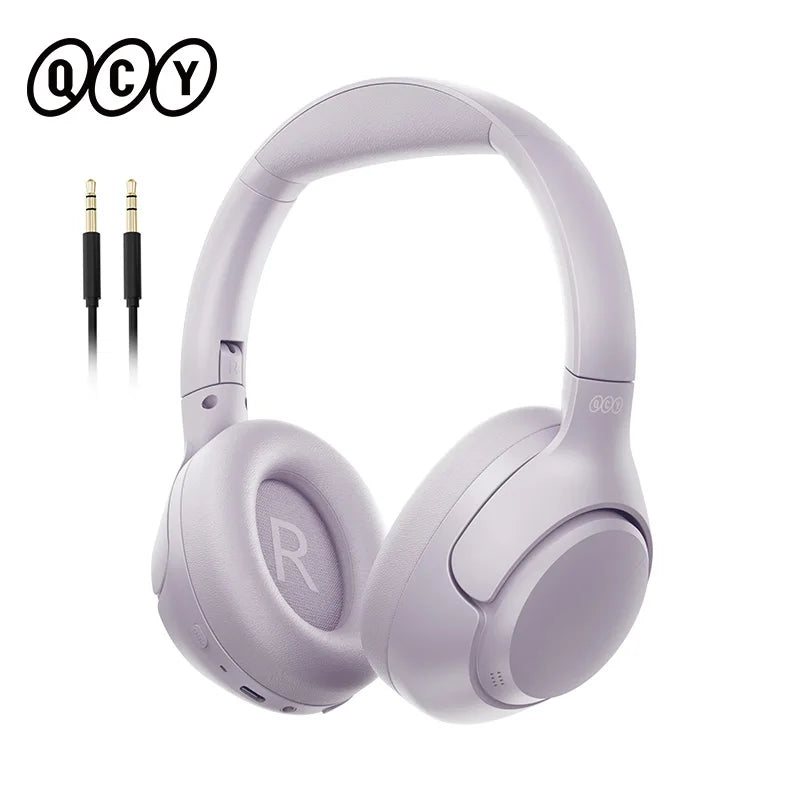 H3-Purple Color Hybrid ANC Over-Ear Bluetooth Headphones – 60H Battery