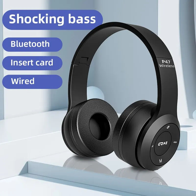 Foldable Bluetooth 5.0 Wireless Headphones With Stereo Bass