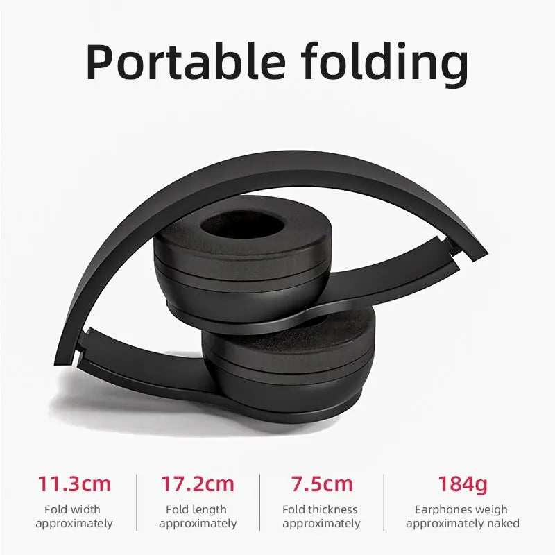 Foldable Bluetooth 5.0 Wireless Headphones With Stereo Bass