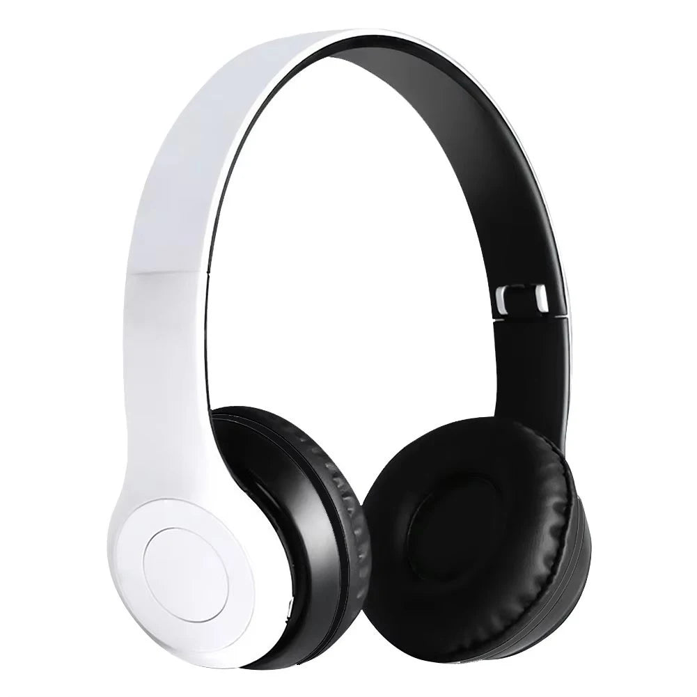 White Color Foldable Bluetooth 5.0 Wireless Headphones With Stereo Bass