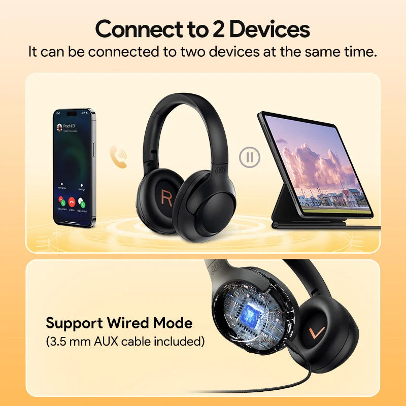 Hybrid ANC Over-Ear Bluetooth Headphones – 60H Battery
